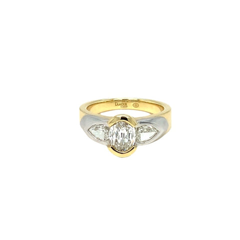 Christopher Designs L'Amour Crisscut® Three  Diamond Ring Set in 18K Two Tone - Image 1 of 7