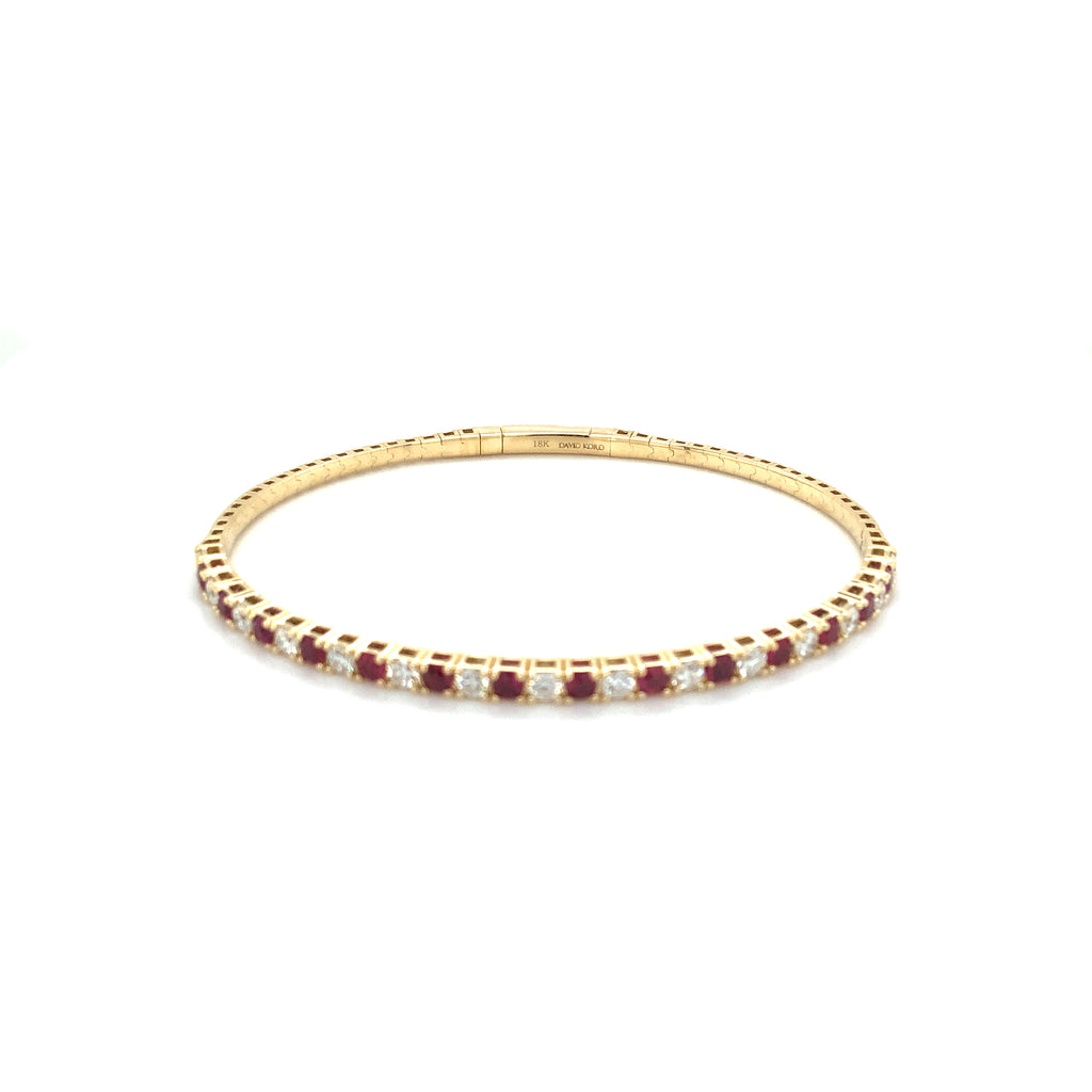David Kord Flexi Diamond and Ruby Bracelet set in 18K Yellow Gold - Image 3 of 8