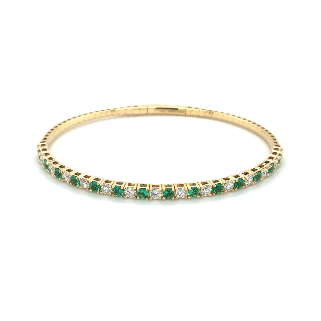 David Kord Flexi Diamond and Emerald Bracelet set in 18K Yellow Gold - Image 1 of 5