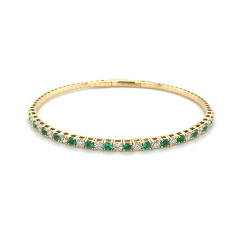 David Kord Flexi Diamond and Emerald Bracelet set in 18K Yellow Gold - Image 1 of 5