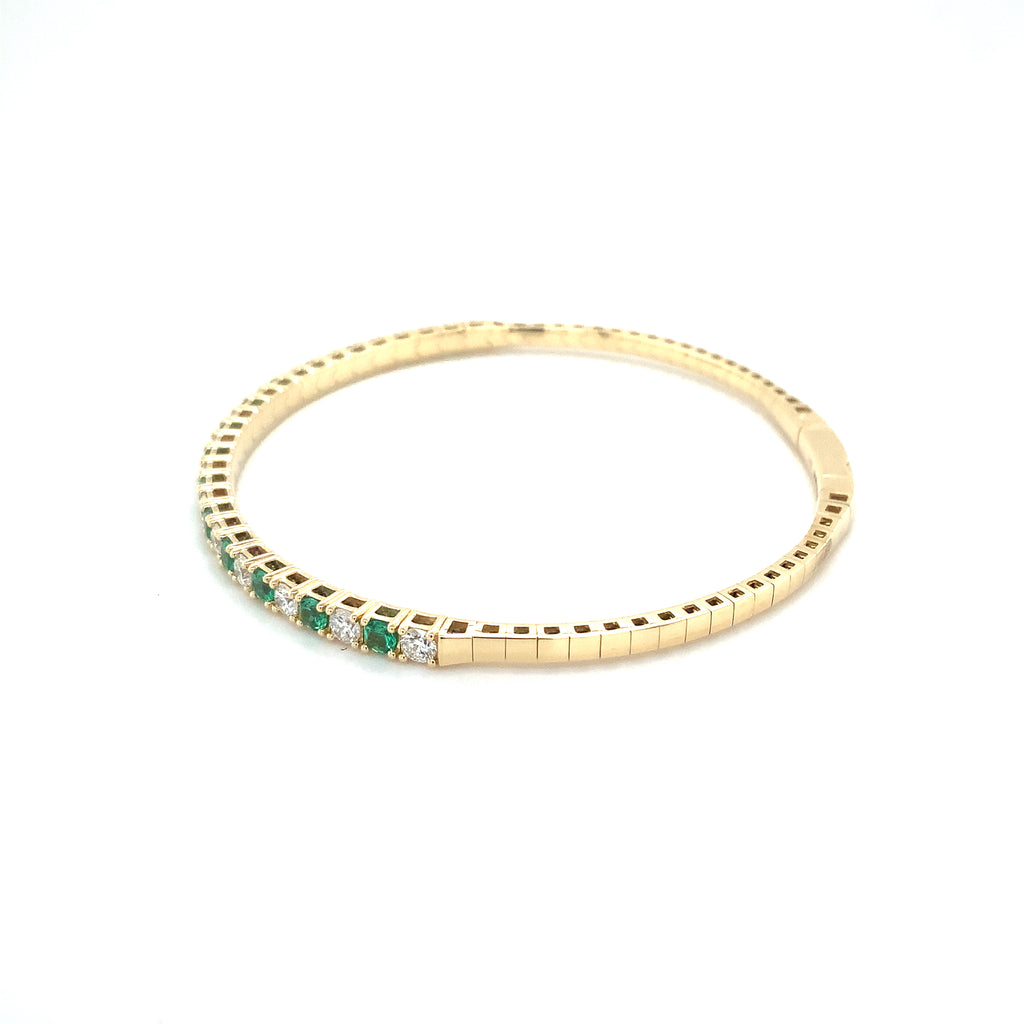 David Kord Flexi Diamond and Emerald Bracelet set in 18K Yellow Gold - Image 2 of 5