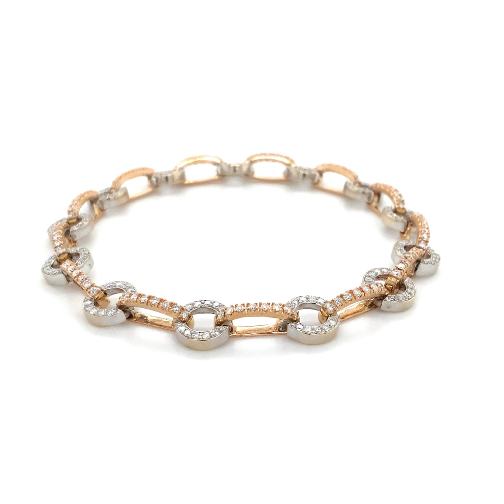 Diamond Link Diamond Bracelet Set in 18K  White and Rose Gold - Image 4 of 4