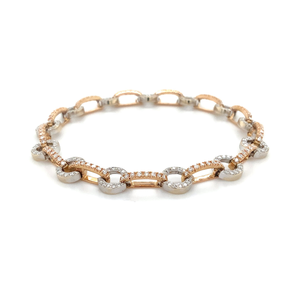Diamond Link Diamond Bracelet Set in 18K  White and Rose Gold - Image 1 of 4