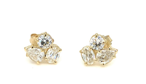 Christopher Designs L'Amour Crisscut® 3 diamond Earring set in 18K Yellow Gold