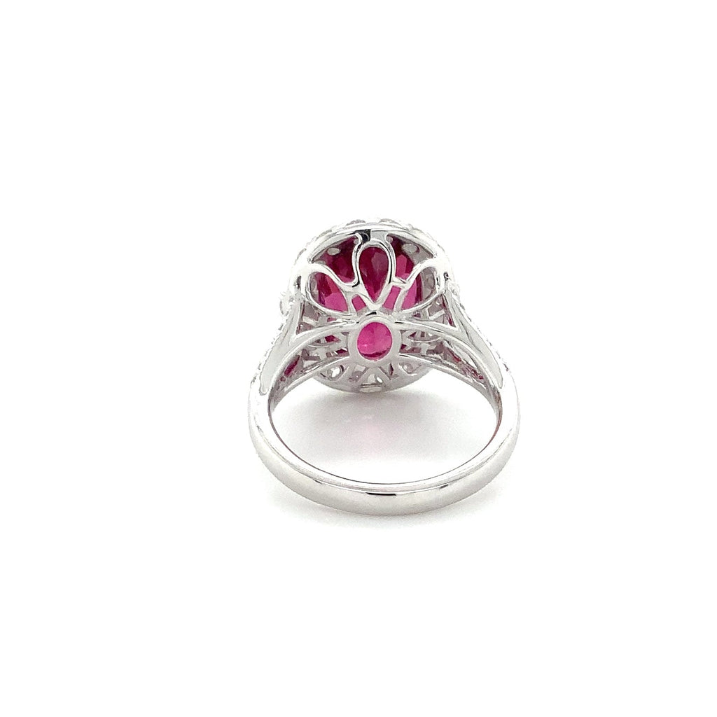 Gem Quality Rubellite Tourmaline and Diamond Ring set in 18K White Gold - Image 4 of 4