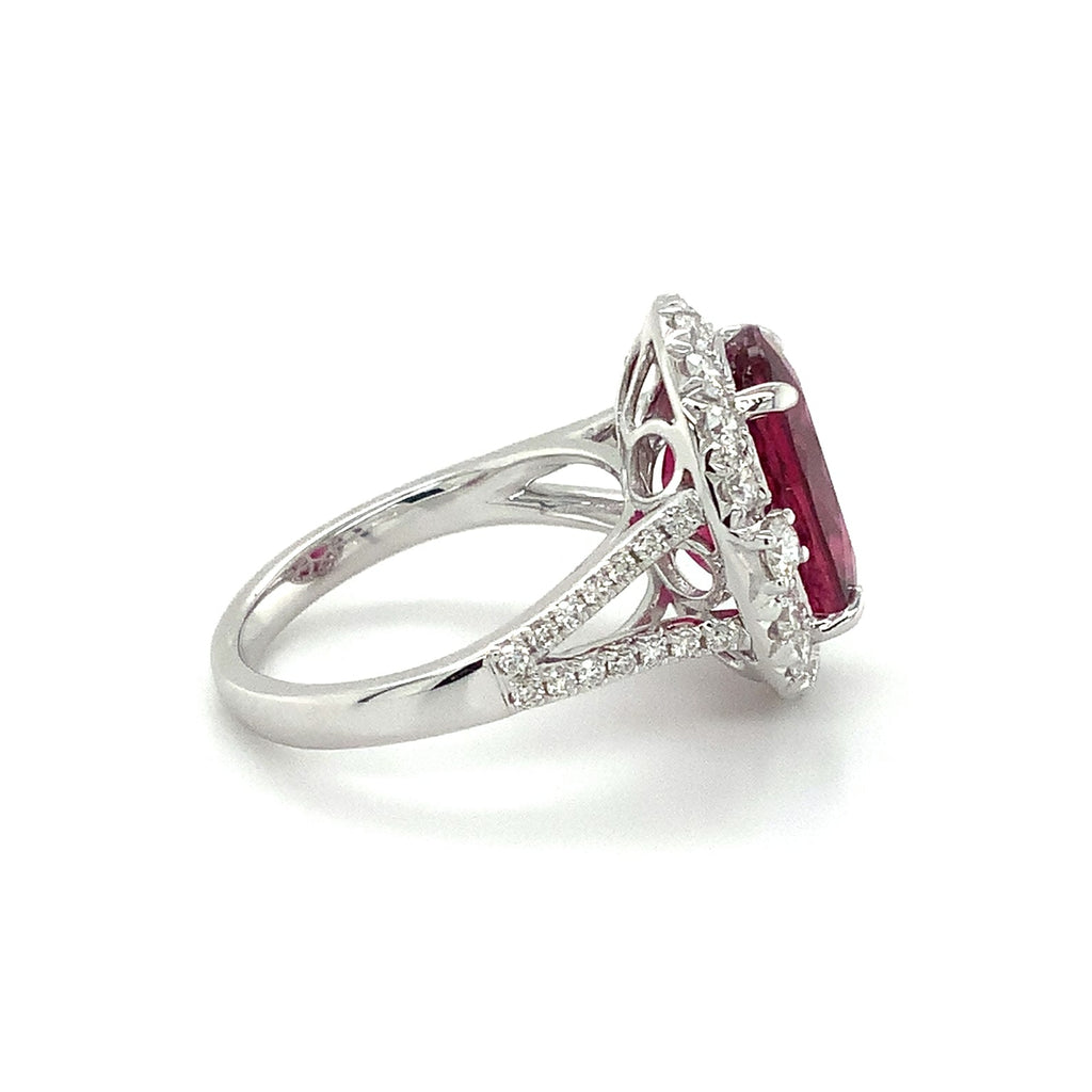 Gem Quality Rubellite Tourmaline and Diamond Ring set in 18K White Gold - Image 2 of 4