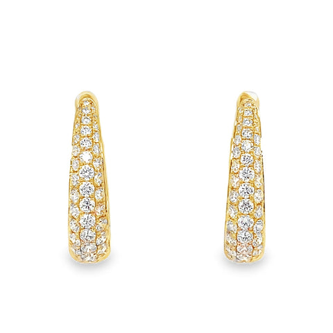 Memoire Paramount Pave Round Brilliant Cut Diamond 0.89 ct. Hoop Earrings set in 18K Yellow Gold - Image 1 of 7