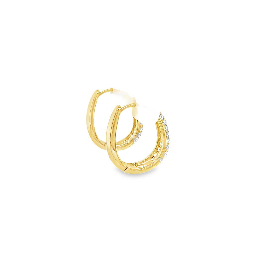 Memoire Paramount Pave Round Brilliant Cut Diamond 0.89 ct. Hoop Earrings set in 18K Yellow Gold - Image 2 of 7