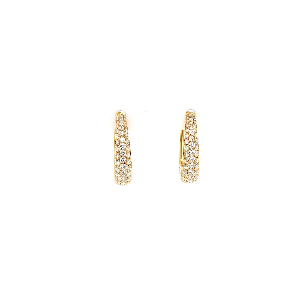 Memoire Paramount Pave Round Brilliant Cut Diamond 0.89 ct. Hoop Earrings set in 18K Yellow Gold - Image 3 of 7