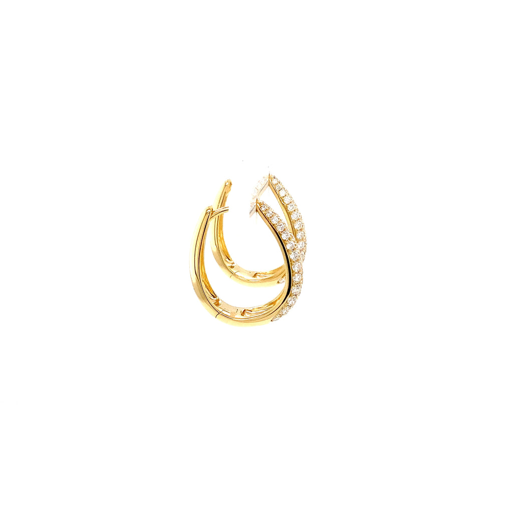 Memoire Paramount Pave Round Brilliant Cut Diamond 0.89 ct. Hoop Earrings set in 18K Yellow Gold - Image 6 of 7