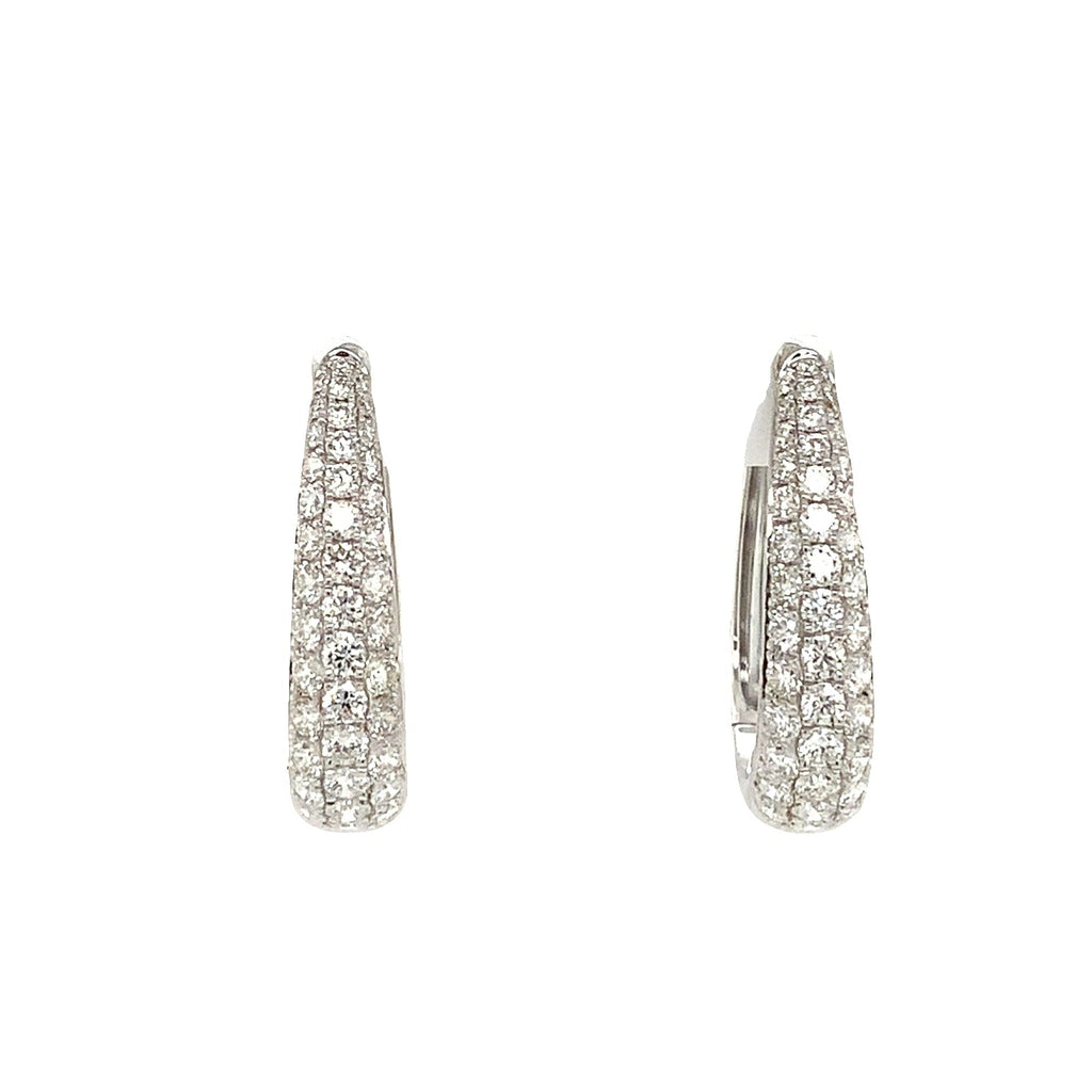 Memoire Paramount Pave Round Brilliant Cut Diamond 0.89 ct. Hoop Earrings set in 18K White Gold - Image 1 of 4