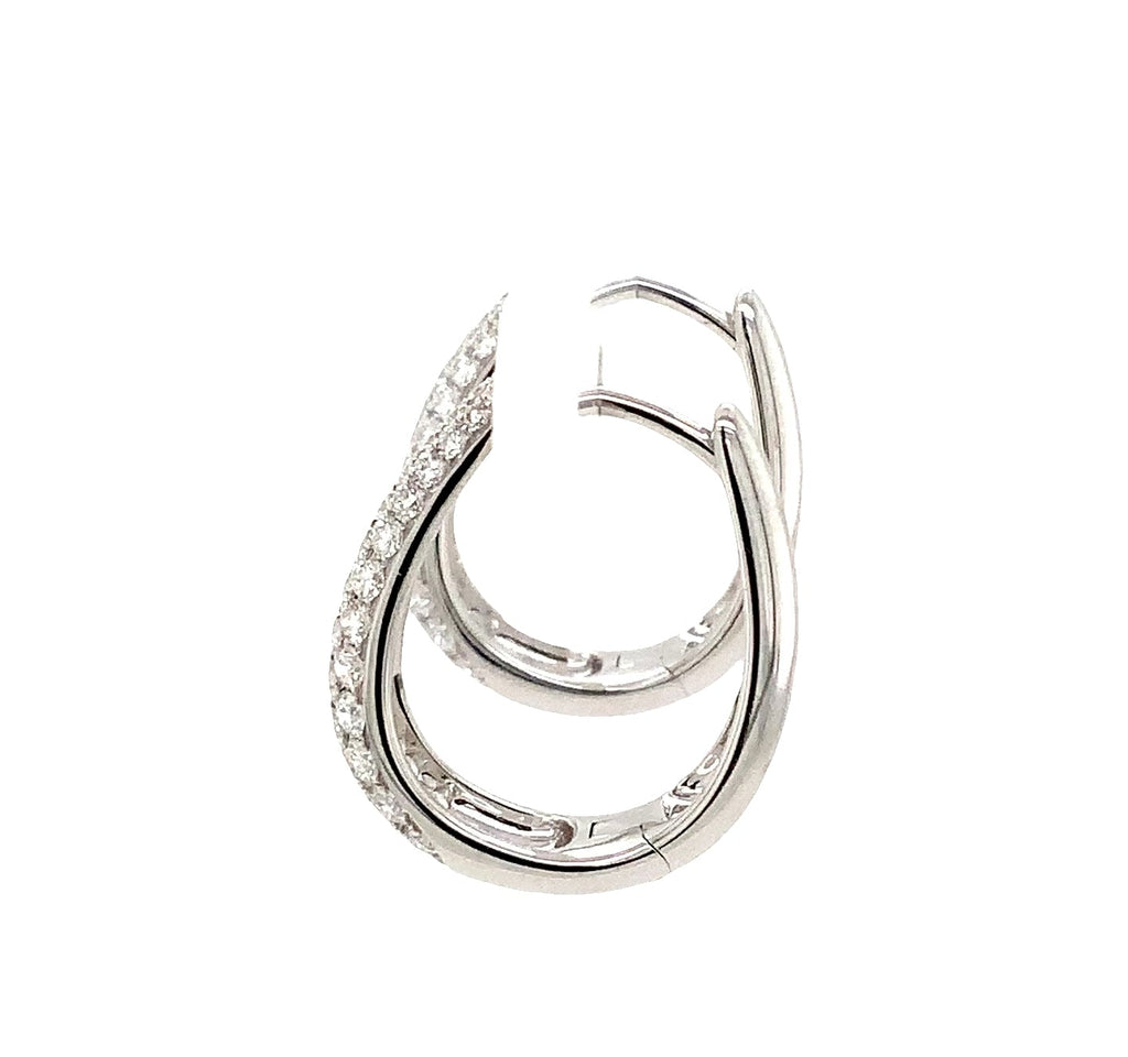 Memoire Paramount Pave Round Brilliant Cut Diamond 0.89 ct. Hoop Earrings set in 18K White Gold - Image 2 of 4