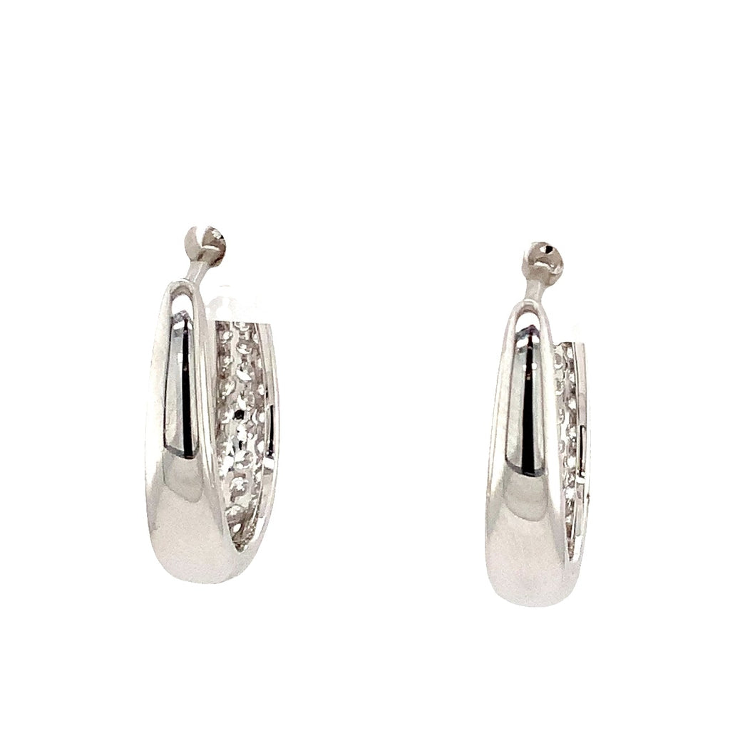Memoire Paramount Pave Round Brilliant Cut Diamond 0.89 ct. Hoop Earrings set in 18K White Gold - Image 3 of 4
