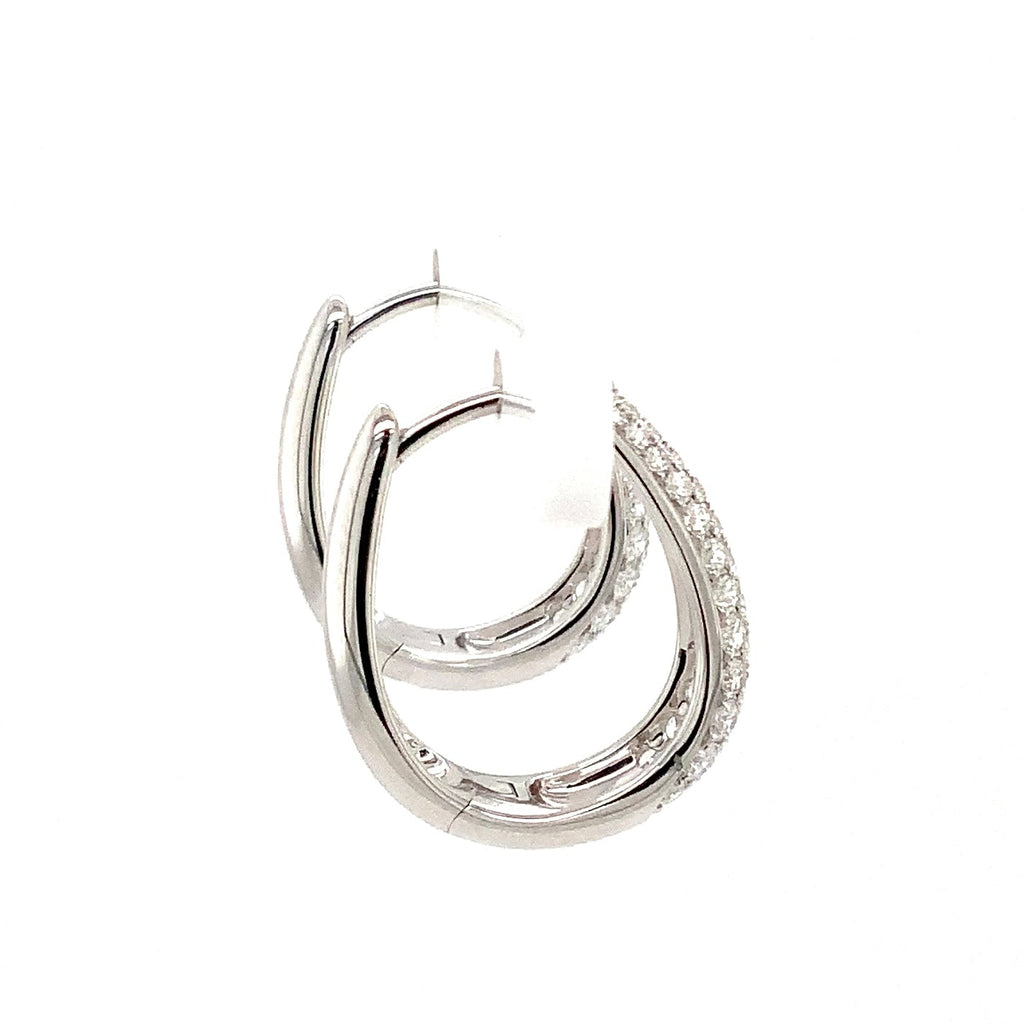 Memoire Paramount Pave Round Brilliant Cut Diamond 0.89 ct. Hoop Earrings set in 18K White Gold - Image 4 of 4