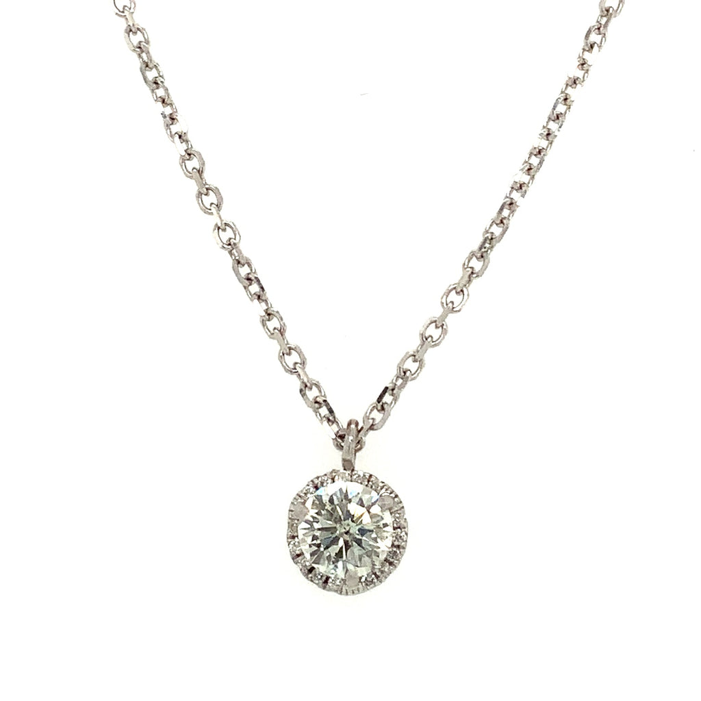 Diamond Halo Pendant set in 14K White Gold - Image 1 of 4