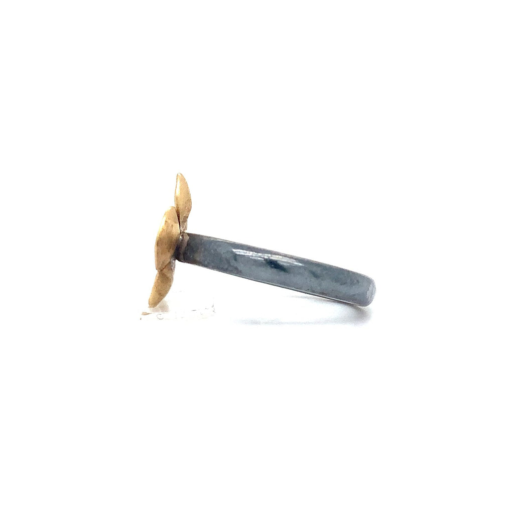Lika Behar Yin and Yang Collection Buttercup Ring 22K Gold and Oxidized Silver with Diamond - Image 3 of 5