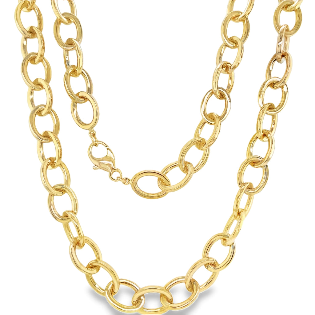 Polished Round Oval Chain Link Necklace in 14K Yellow Gold - Image 4 of 5