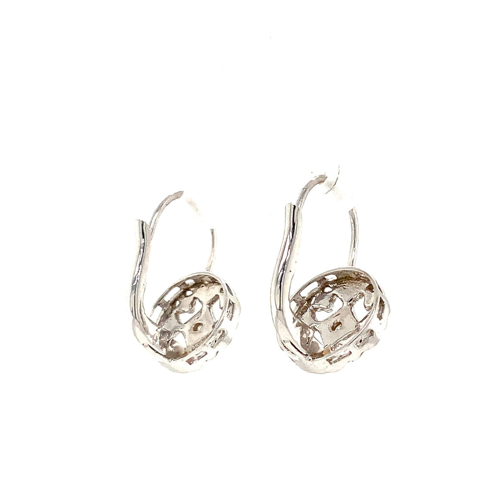 Lever back Filigree Diamond Earrings in 14K White Gold - Image 4 of 6