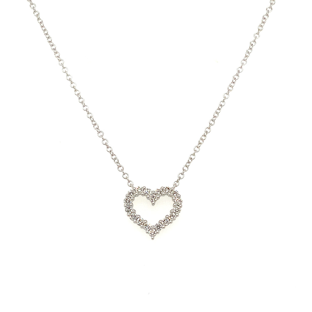 Roman+Jules Small Heart Shape Diamond Necklace set in 14K White Gold - Image 1 of 7
