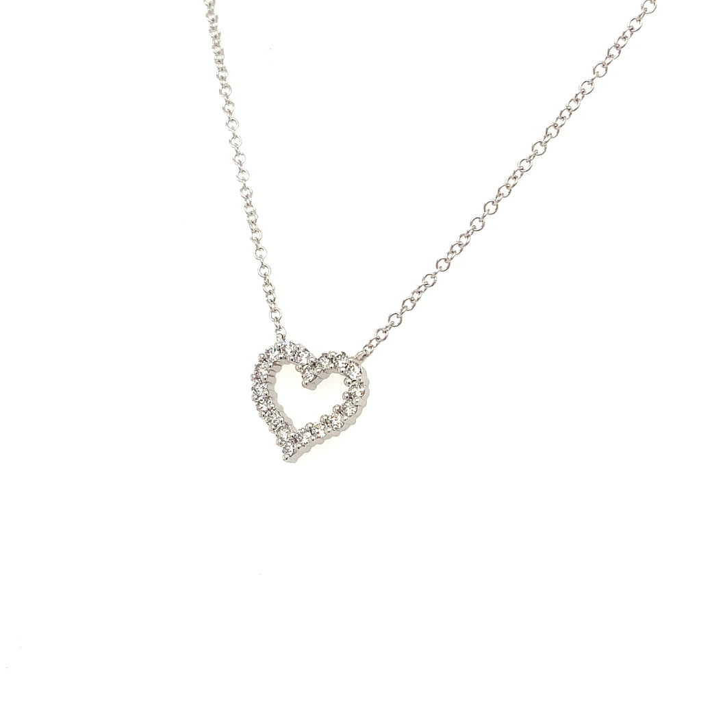 Roman+Jules Small Heart Shape Diamond Necklace set in 14K White Gold - Image 2 of 7