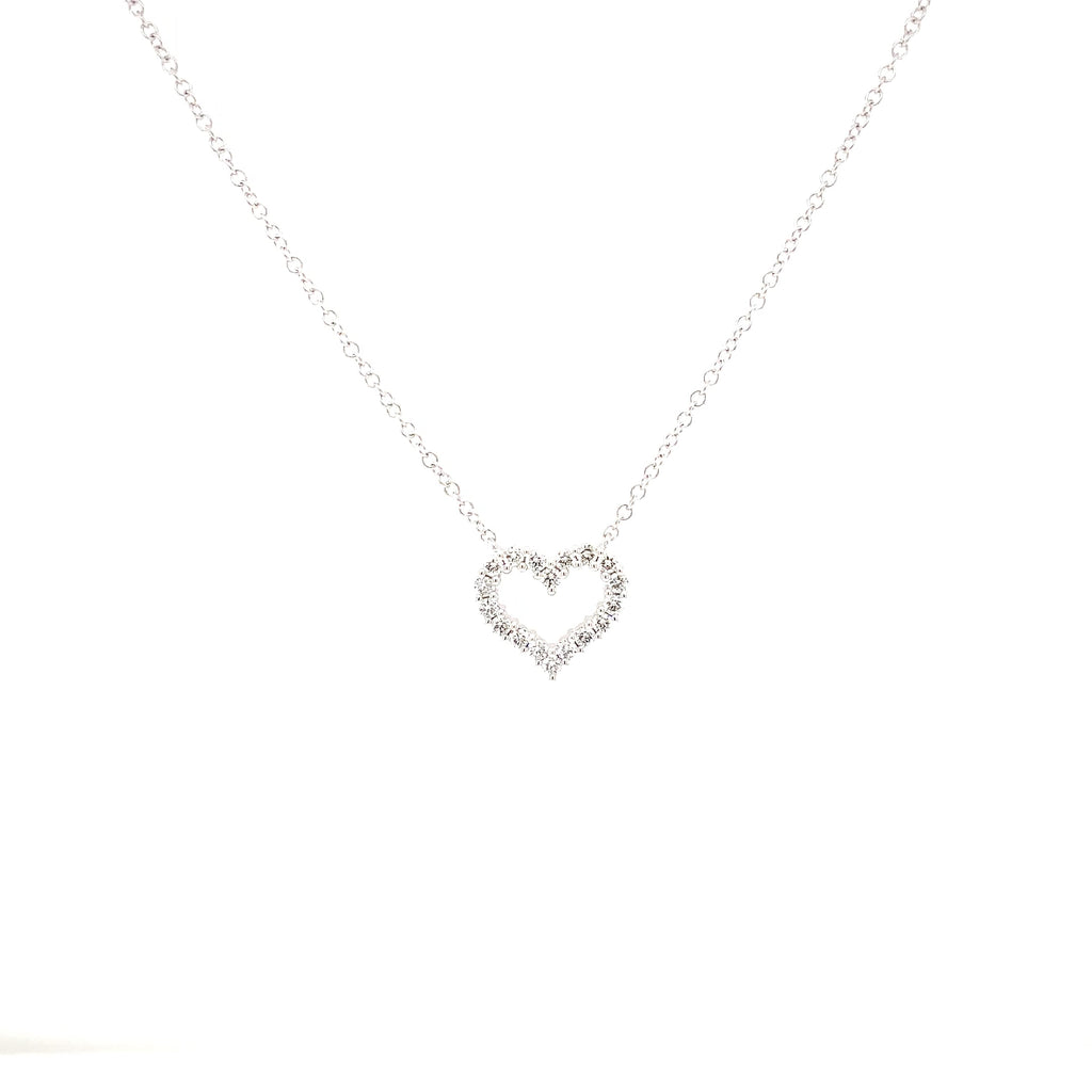 Roman+Jules Small Heart Shape Diamond Necklace set in 14K White Gold - Image 4 of 7