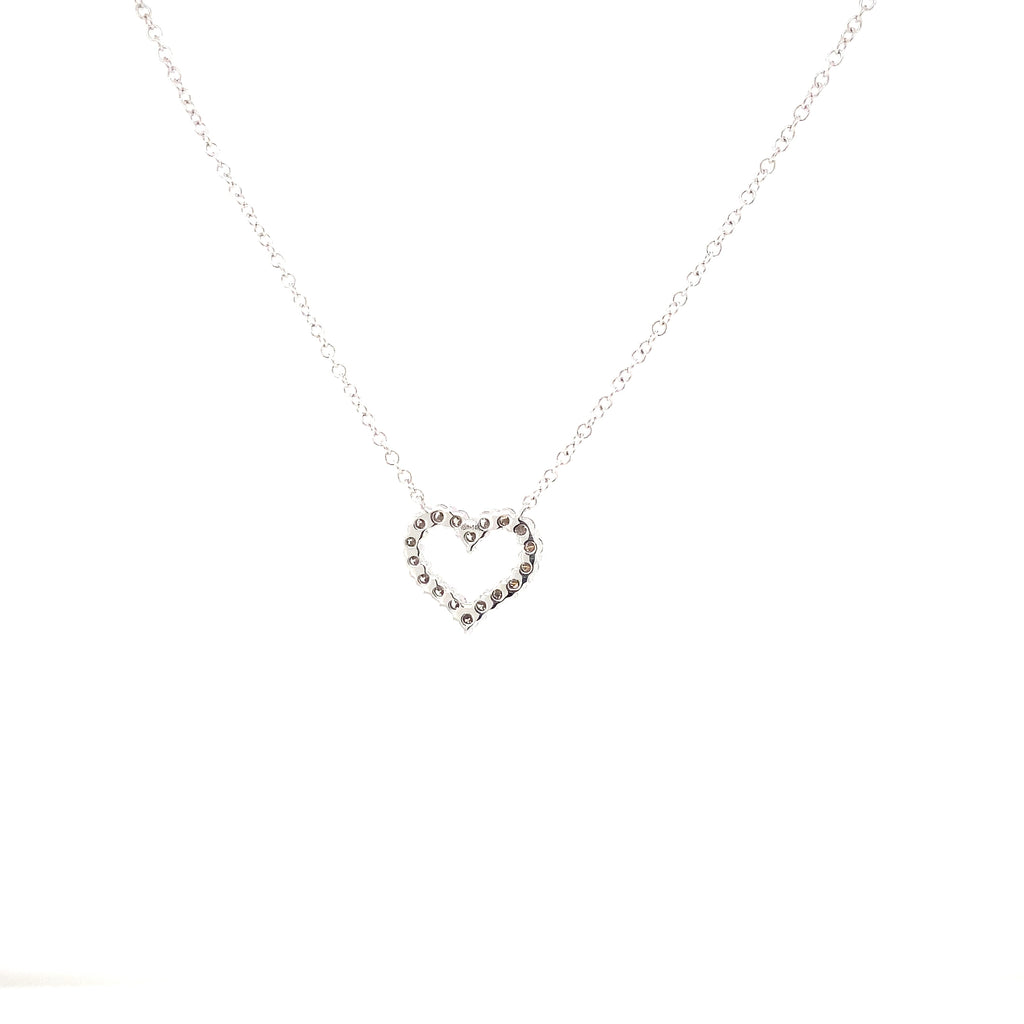 Roman+Jules Small Heart Shape Diamond Necklace set in 14K White Gold - Image 6 of 7