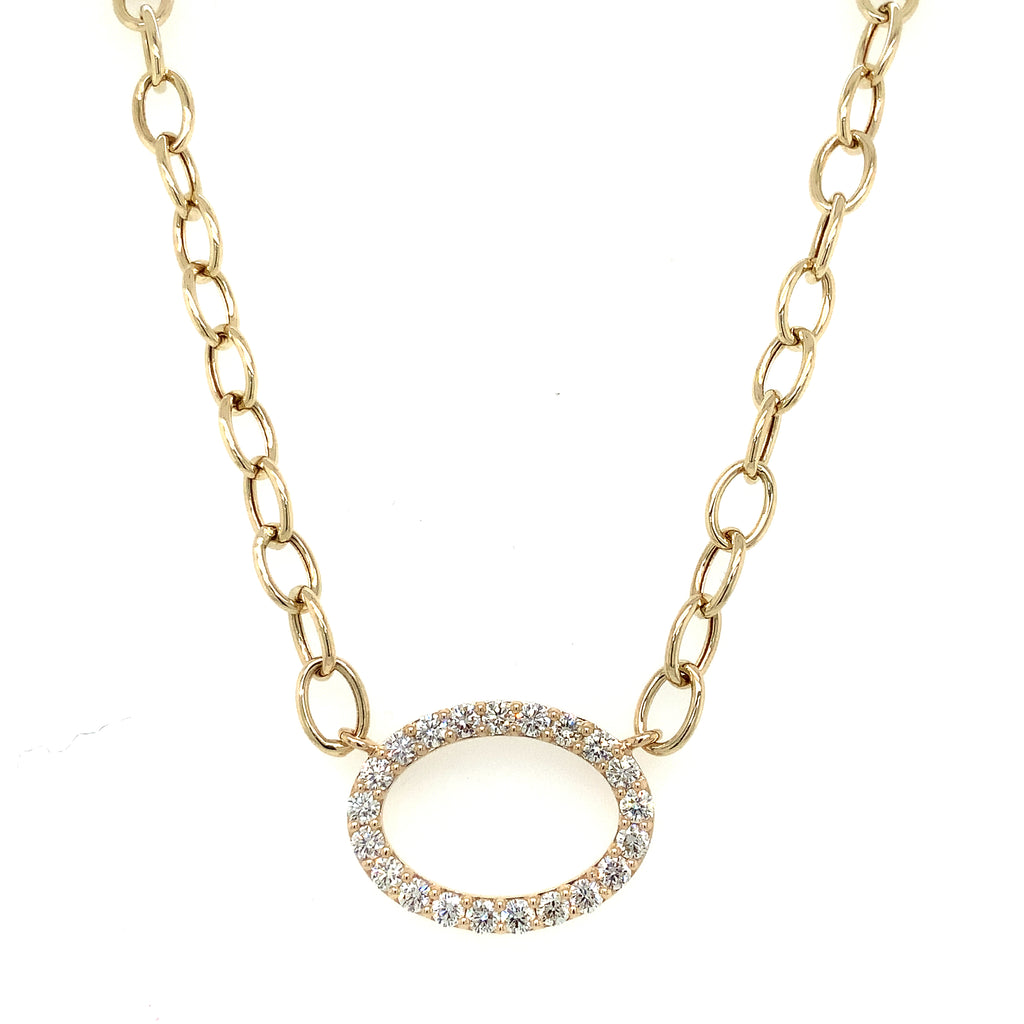 Roman+Jules Oval Shaped Diamond Necklace set in 14K Yellow Gold - Image 2 of 6