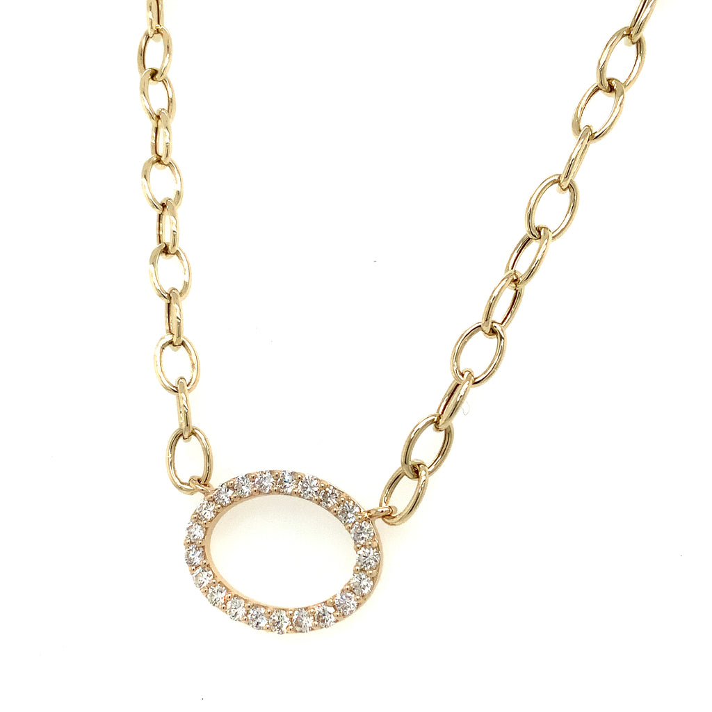 Roman+Jules Oval Shaped Diamond Necklace set in 14K Yellow Gold - Image 5 of 6
