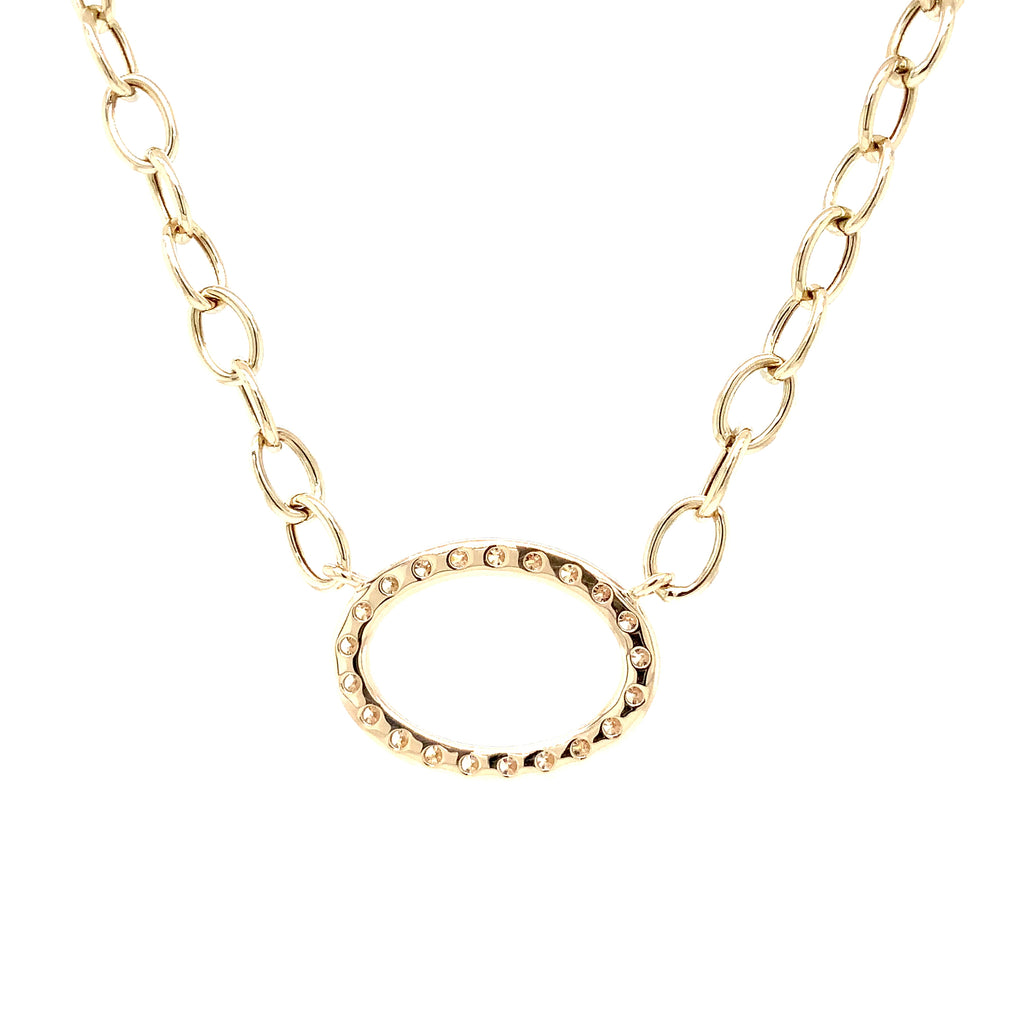 Roman+Jules Oval Shaped Diamond Necklace set in 14K Yellow Gold - Image 3 of 6