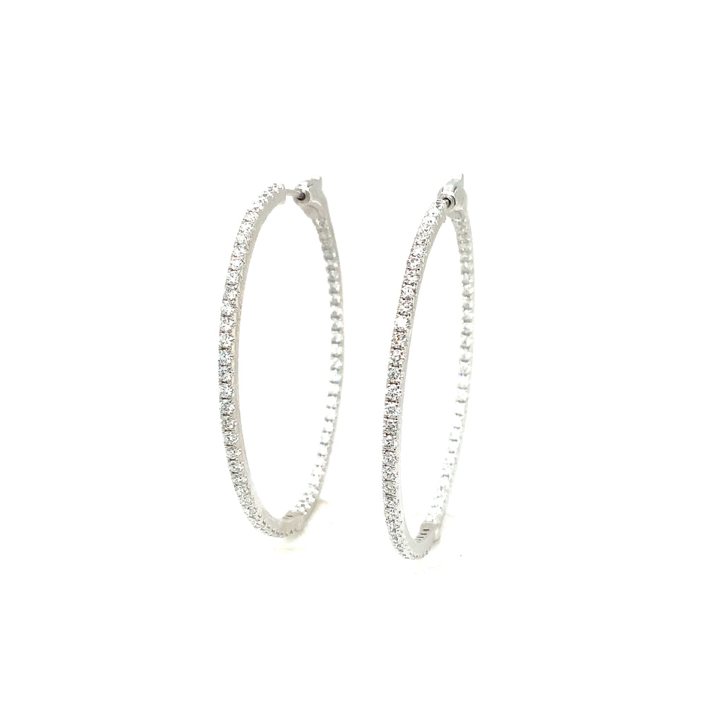 Roman+Jules Classic Inside and Outside Diamond Hoops set in 14K White Gold - Image 1 of 6