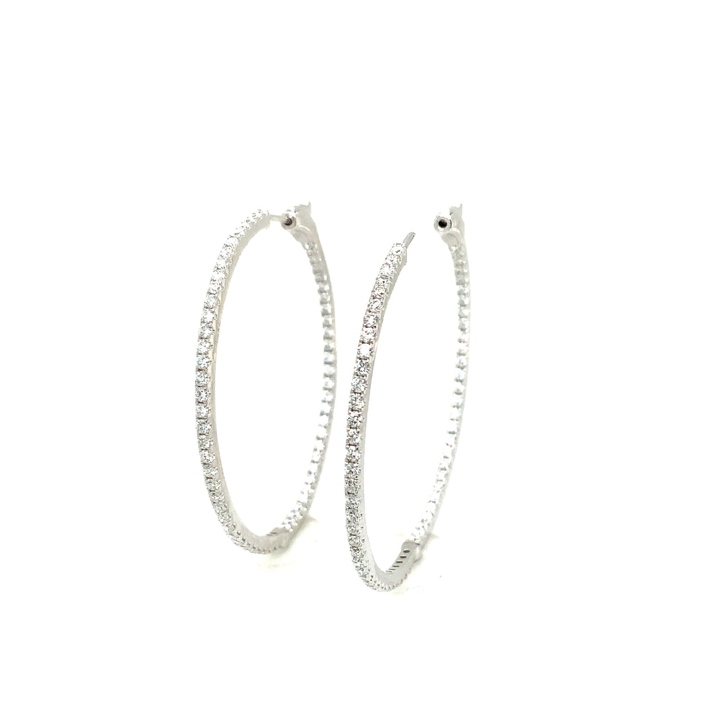 Roman+Jules Classic Inside and Outside Diamond Hoops set in 14K White Gold - Image 2 of 6