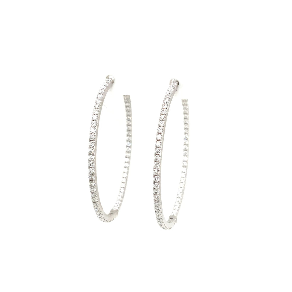 Roman+Jules Classic Inside and Outside Diamond Hoops set in 14K White Gold - Image 3 of 6