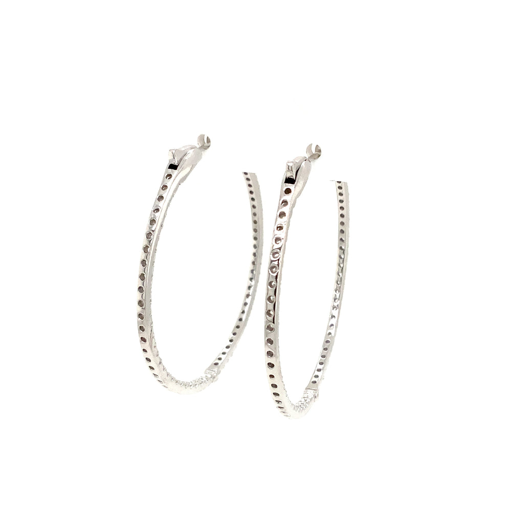 Roman+Jules Classic Inside and Outside Diamond Hoops set in 14K White Gold - Image 5 of 6