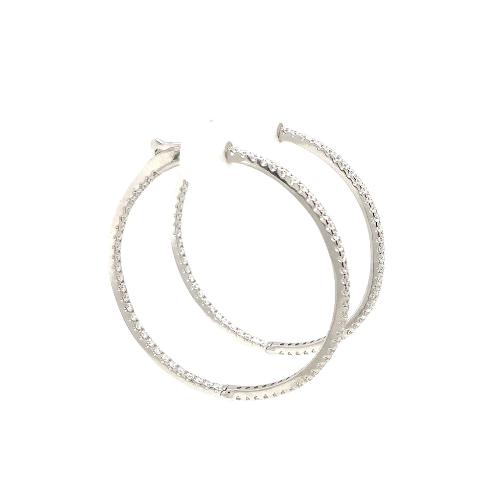 Roman+Jules Classic Inside and Outside Diamond Hoops set in 14K White Gold - Image 6 of 6