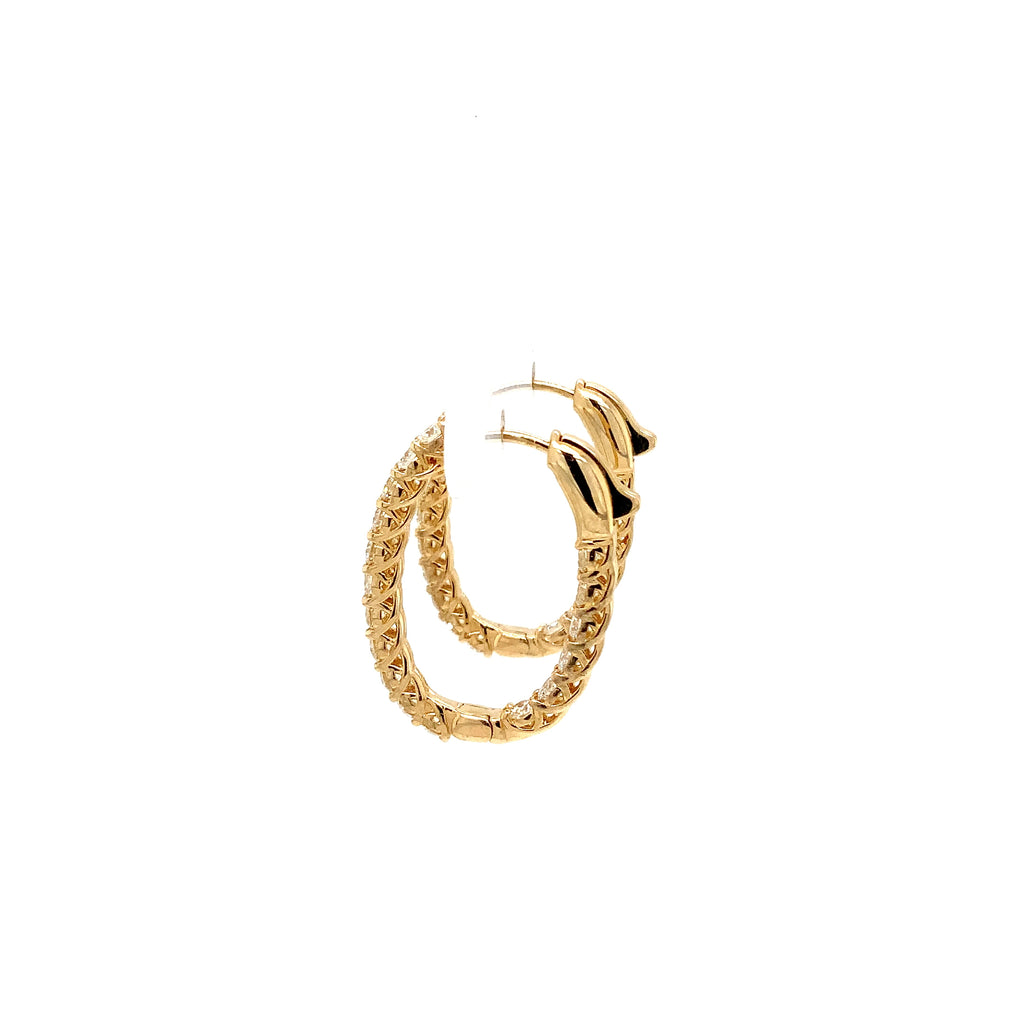 Roman+Jules "LUCIDA" Collection Oval Shape Inside and Outside Diamond Hoops set in 14K Yellow Gold - Image 3 of 6