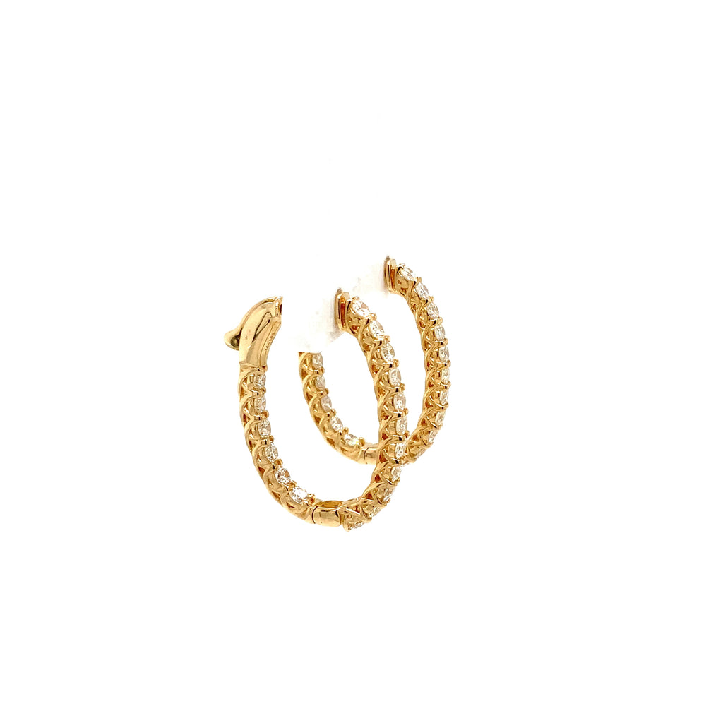 Roman+Jules "LUCIDA" Collection Oval Shape Inside and Outside Diamond Hoops set in 14K Yellow Gold - Image 5 of 6
