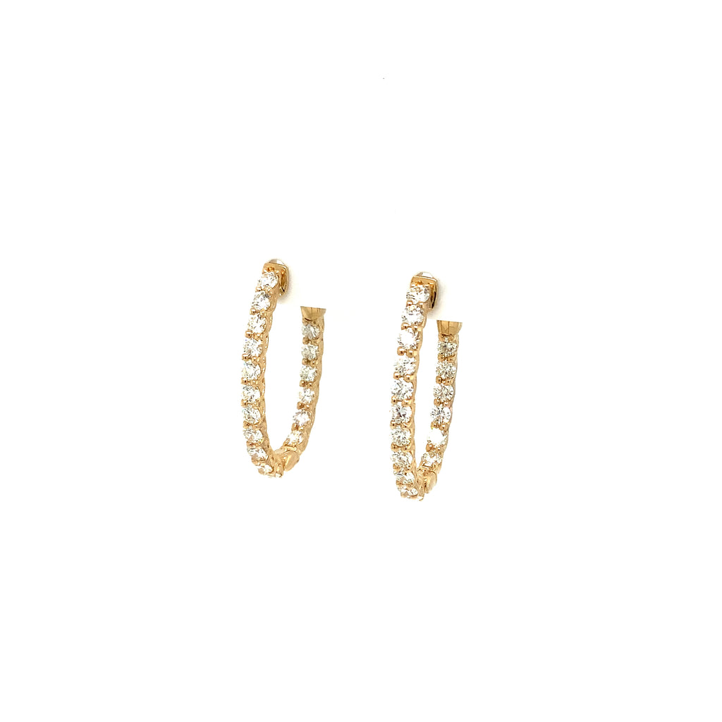 Roman+Jules "LUCIDA" Collection Oval Shape Inside and Outside Diamond Hoops set in 14K Yellow Gold - Image 6 of 6