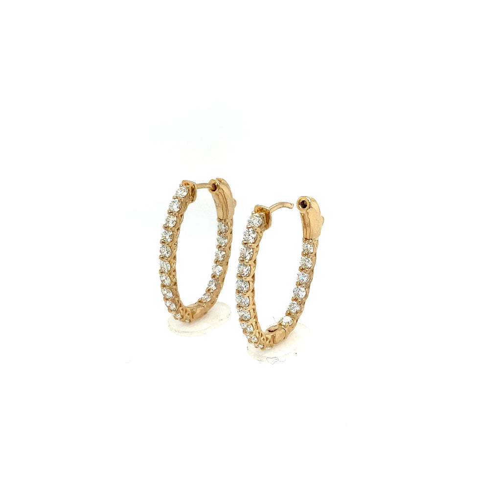 Roman+Jules "LUCIDA" Collection Oval Shape Inside and Outside Diamond Hoops set in 14K Yellow Gold - Image 1 of 6