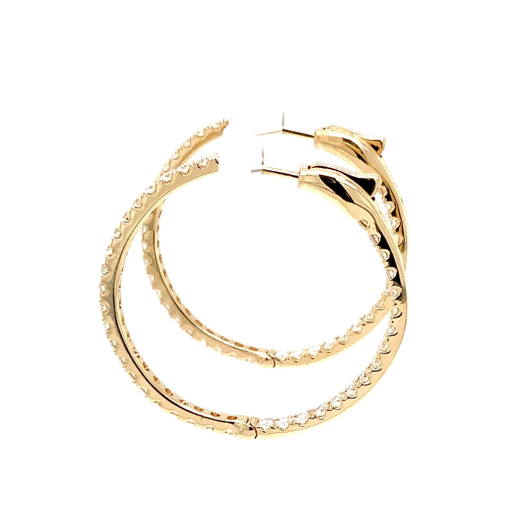 Roman+Jules Classic Inside and Outside Diamond Hoops set in 14K Yellow Gold - Image 2 of 7