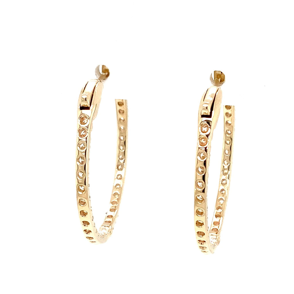 Roman+Jules Classic Inside and Outside Diamond Hoops set in 14K Yellow Gold - Image 3 of 7