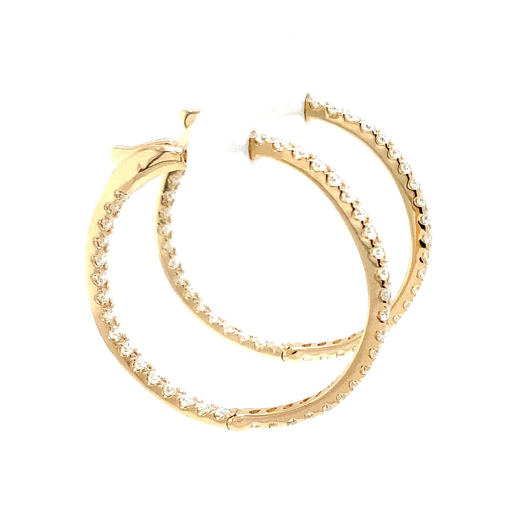 Roman+Jules Classic Inside and Outside Diamond Hoops set in 14K Yellow Gold - Image 4 of 7