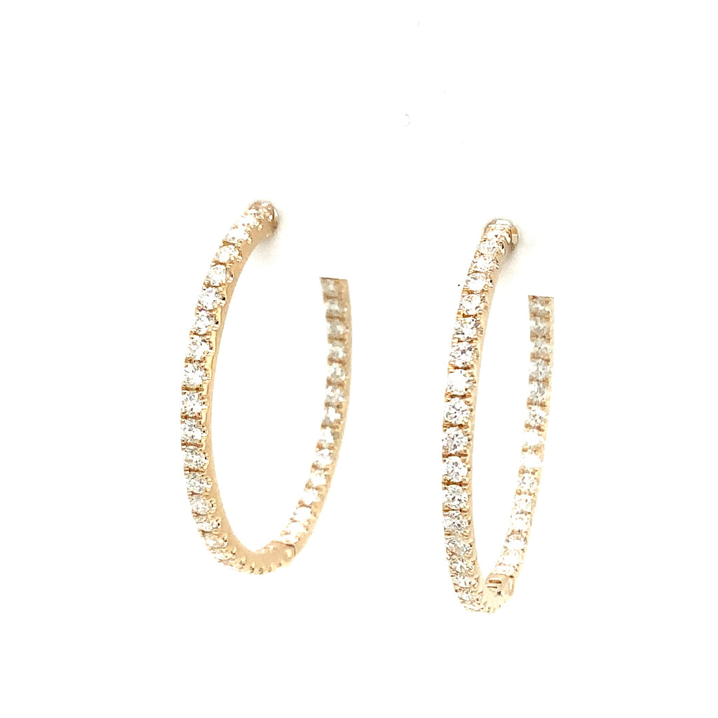 Roman+Jules Classic Inside and Outside Diamond Hoops set in 14K Yellow Gold - Image 5 of 7