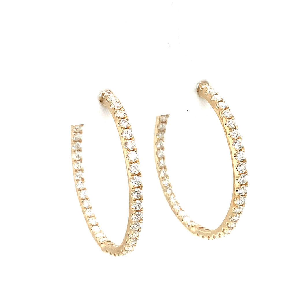 Roman+Jules Classic Inside and Outside Diamond Hoops set in 14K Yellow Gold - Image 6 of 7