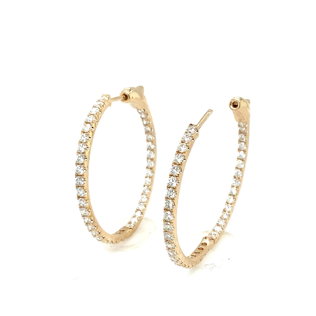 Roman+Jules Classic Inside and Outside Diamond Hoops set in 14K Yellow Gold - Image 1 of 7
