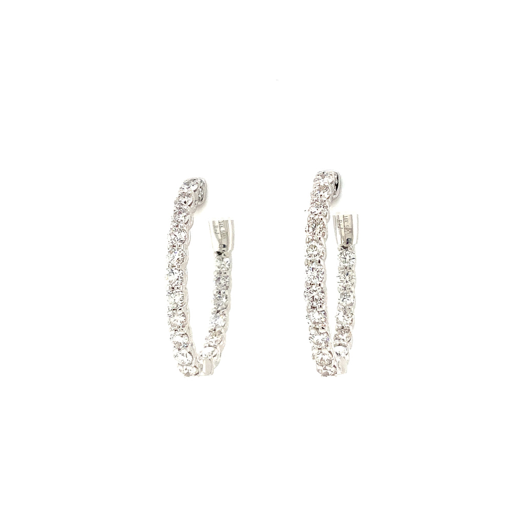Roman+Jules "LUCIDA" Collection Oval Shape Inside and Outside Diamond Hoops set in 14K White Gold - Image 2 of 6