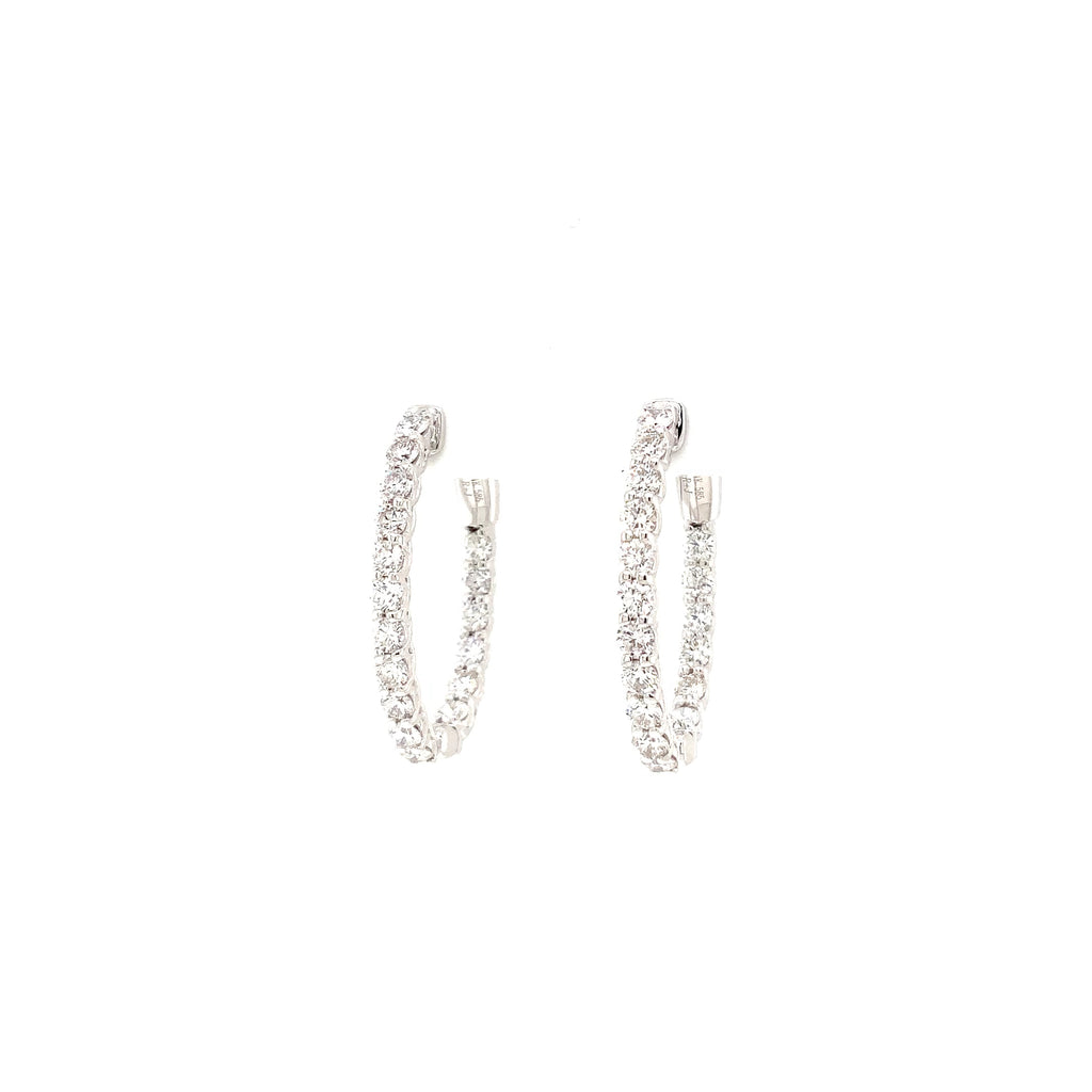 Roman+Jules "LUCIDA" Collection Oval Shape Inside and Outside Diamond Hoops set in 14K White Gold - Image 3 of 6