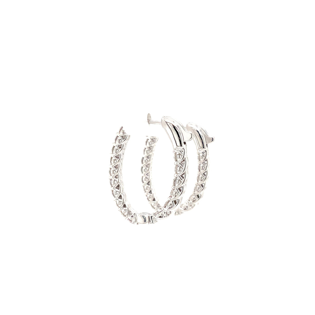 Roman+Jules "LUCIDA" Collection Oval Shape Inside and Outside Diamond Hoops set in 14K White Gold - Image 4 of 6