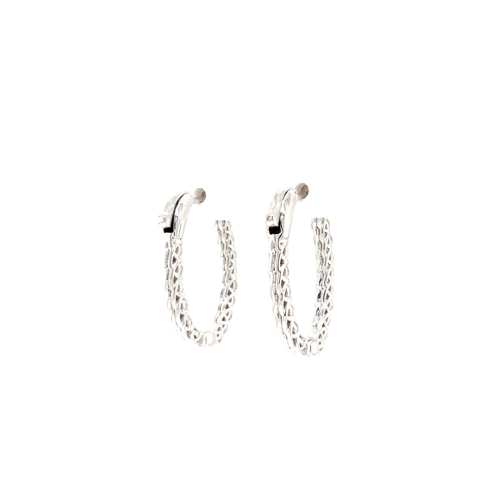 Roman+Jules "LUCIDA" Collection Oval Shape Inside and Outside Diamond Hoops set in 14K White Gold - Image 5 of 6
