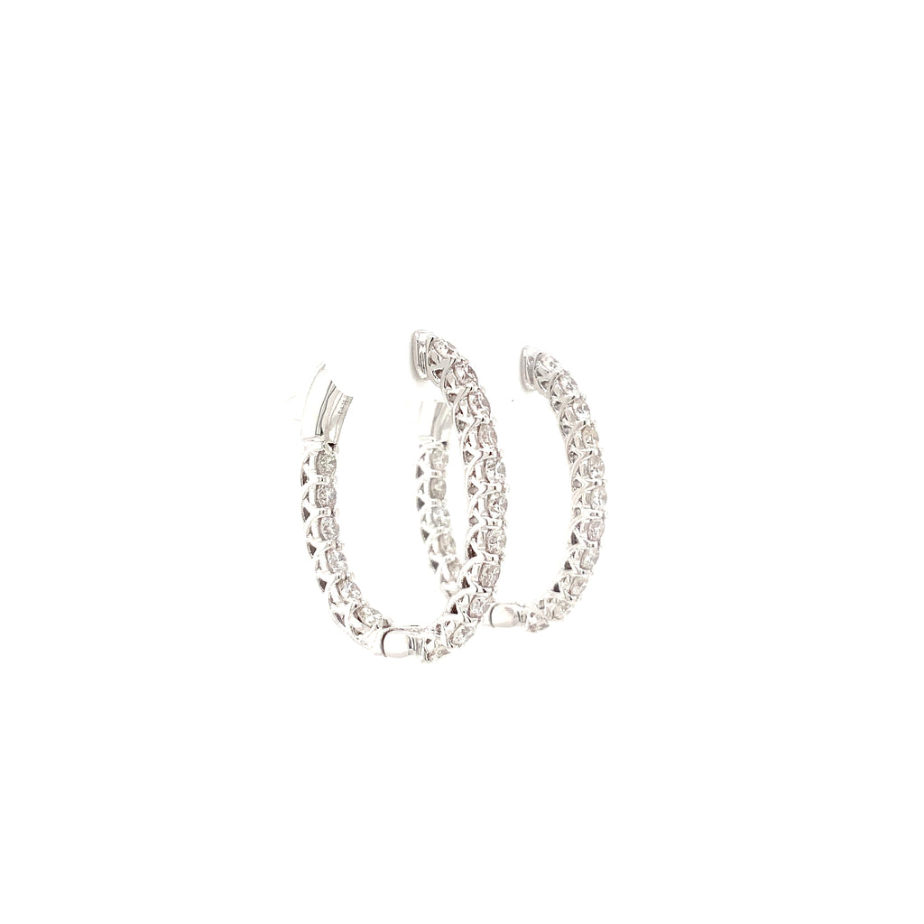 Roman+Jules "LUCIDA" Collection Oval Shape Inside and Outside Diamond Hoops set in 14K White Gold - Image 6 of 6