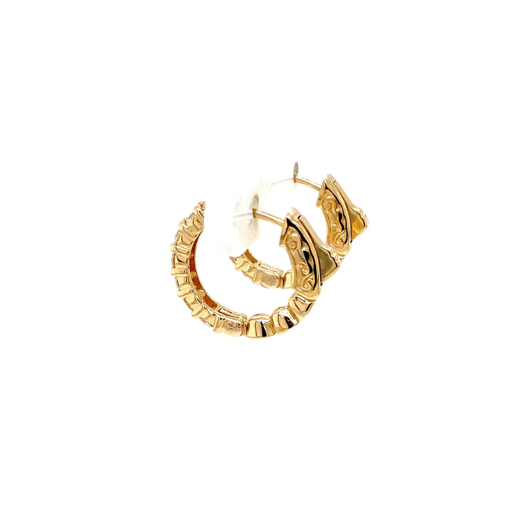 Roman+Jules Classic Small Diamond Huggies set in 14K Yellow Gold - Image 4 of 6